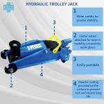 Taparia (HTJ 3) 3 Ton Hydraulic Trolley Jack for Hatchback cars, Sedans, SUVs - 400 mm Maximum Lifting Height