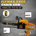 FLYMAX 68CC Powerful 2-Stroke Petrol Chainsaw, 22" Bar