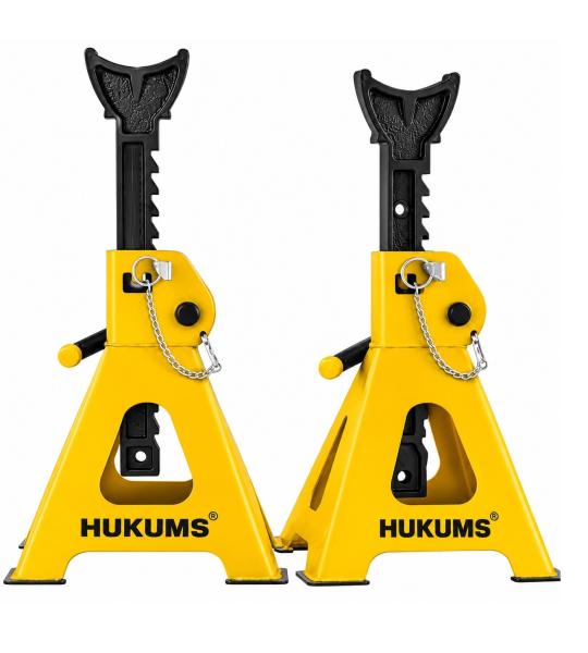 HUKUMS 3 Ton Car Jack Stand with Self Locking | Heavy Duty Mild Steel | Pack of 2