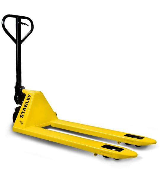 Stanley SXWT-CPT-20, Manual Hand Pallet Truck with 2000 kg Capacity, Hydraulic Pallet Jack with Heart Shaped Handle, Overflow Valve, Tandem Rollers, and a Three Position Pump Lever, Yellow