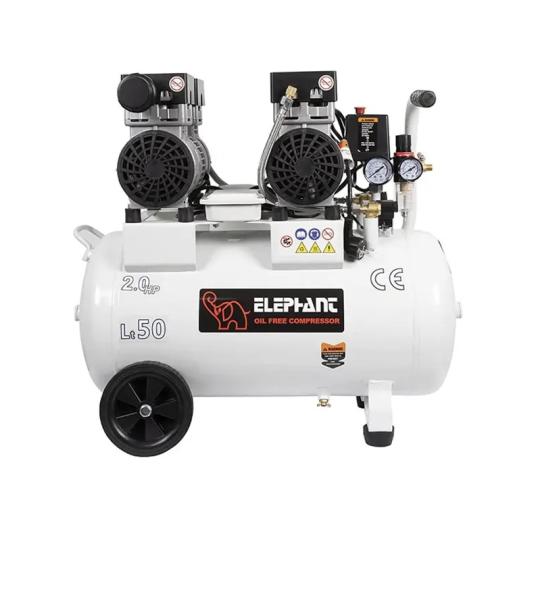 Elephant 50 Litres Oil Free and Noiseless Air Compressor with 2 HP Copper Winding Motor and 8 Bar Max. Pressure (AC-50DC)