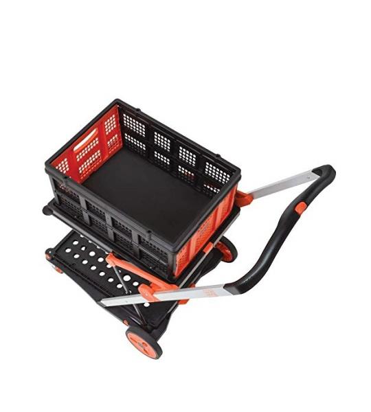 BLACK+DECKER BXWT-H204 Double Platform Trolley and Basket 40+20Kg Capacity, Black and Orange Colour