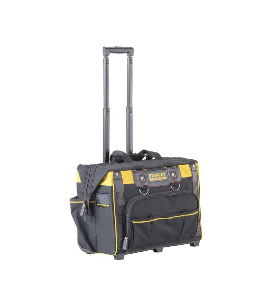 STANLEY FATMAX Open Mouth Rolling Rigid Tool Bag Trolley, Multi-Pockets Storage Organiser, FMST1-80148, Black Tools Not Included
