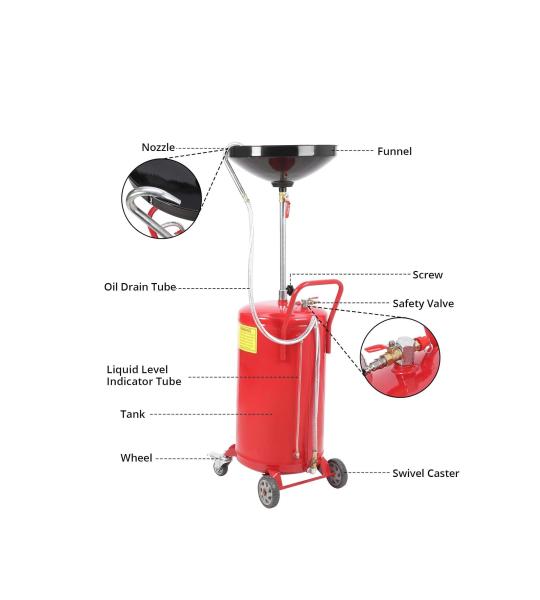 Hukums 50L Manual Oil Suction & Drainer Tank for Car Engine Oil Extraction – Heavy Duty Oil Drain Tank