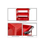HUKUMS 3 Tray Tool Trolley with Wheels | Heavy Duty Metal Utility Cart for Garage & Workshop