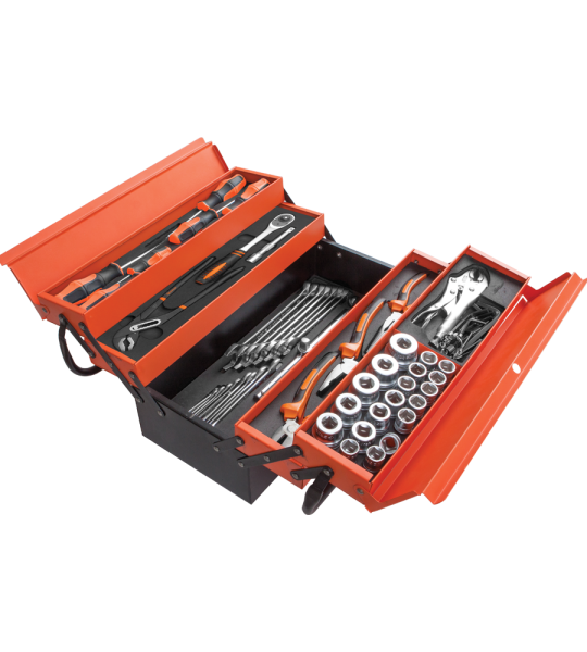 Groz 64 Pcs 5 Tray Cantilever Tool Box Set with Tools, MTB/5/64/AU