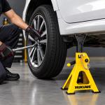 HUKUMS 3 Ton Car Jack Stand with Self Locking | Heavy Duty Mild Steel | Pack of 2