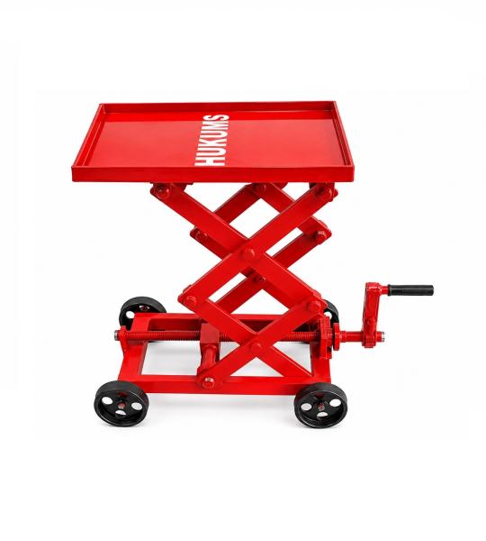 Hukums Heavy Duty Mechanical Double Scissor Type Gear Box Trolley Jack 30MM | Manual Lift Table