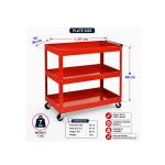 HUKUMS 3 Tray Tool Trolley with Wheels | Heavy Duty Metal Utility Cart for Garage & Workshop