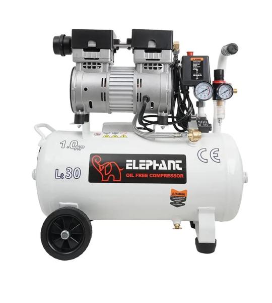 Elephant 30 Litres Oil Free and Noiseless Air Compressor with 1 HP Copper Winding Motor and 8 Bar Max. Pressure (AC-30DC)