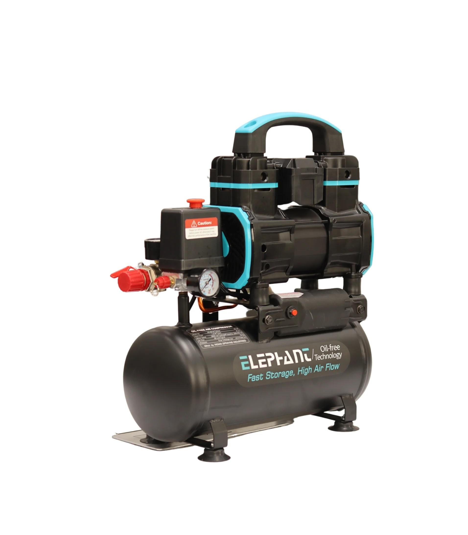 Elephant AC08DC 8 Litre Oil Free Air Compressor 1.2 HP Noiseless ...