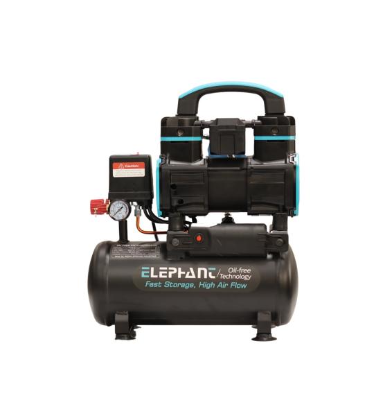 Elephant AC08DC 8 Litre Oil Free Air Compressor 1.2 HP Noiseless Portable Air Compressor with Aluminium Winding