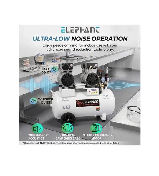 Elephant 50 Litre Oil-Free Air Compressor 2 HP, 8 Bar
