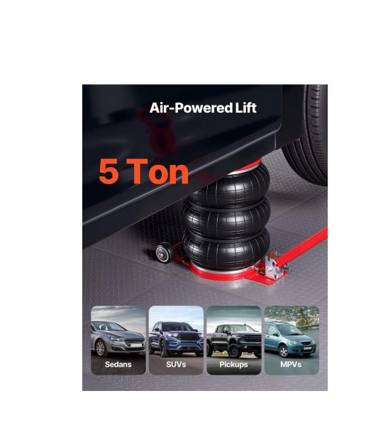 Hukums 5 Ton Pneumatic Air Jack Triple Bag | Heavy Duty Quick Lift Car Jack 400mm Lift Height