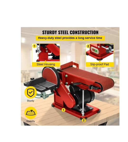 Hukums Heavy Duty 150mm Belt Disc Sander 375W 1450 RPM Copper Motor Woodworking Machine
