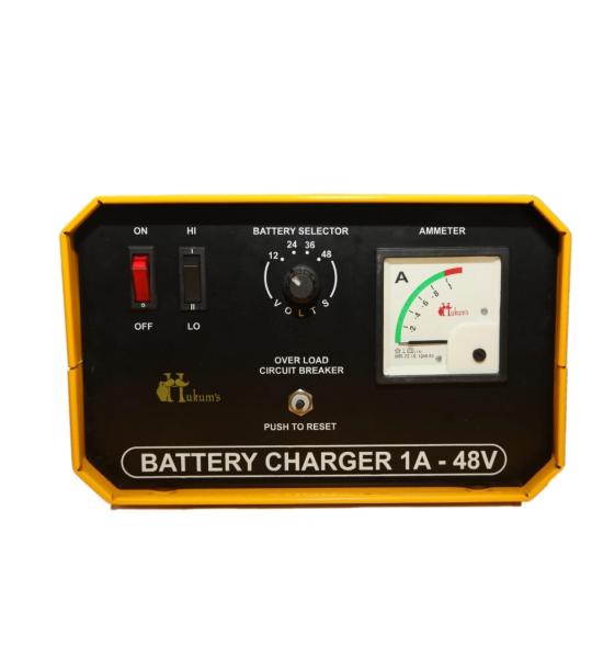 HUKUMS Two Wheeler Battery Charger C1/48 | 12V–48V Adjustable | 1 Amp | 4 Battery Charger