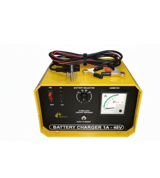 HUKUMS Two Wheeler Battery Charger C1/48 | 12V–48V Adjustable | 1 Amp | 4 Battery Charger