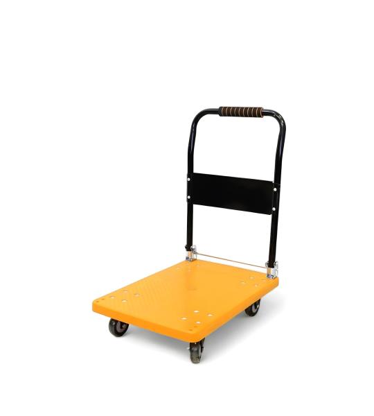 Heavy Duty 300 Kg Foldable Platform Trolley Iron Body with Steel Handle | Industrial Warehouse Hand Truck Cart