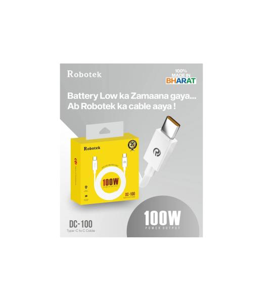 Robotek DC-100 100W USB to USB-C Fast Charging Cable | PD Type-C Cable for Laptop & Mobile