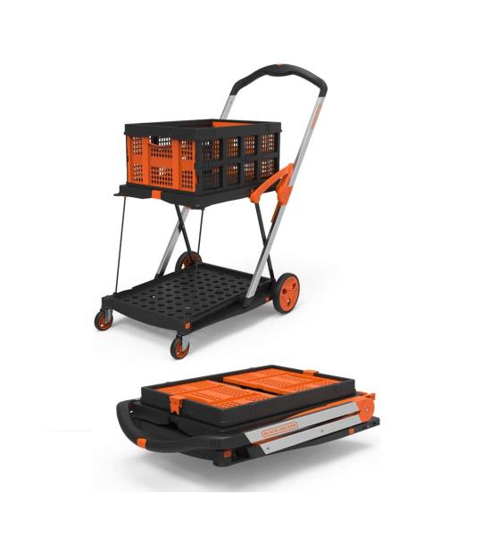 BLACK+DECKER BXWT-H204 Double Platform Trolley and Basket 40+20Kg Capacity, Black and Orange Colour