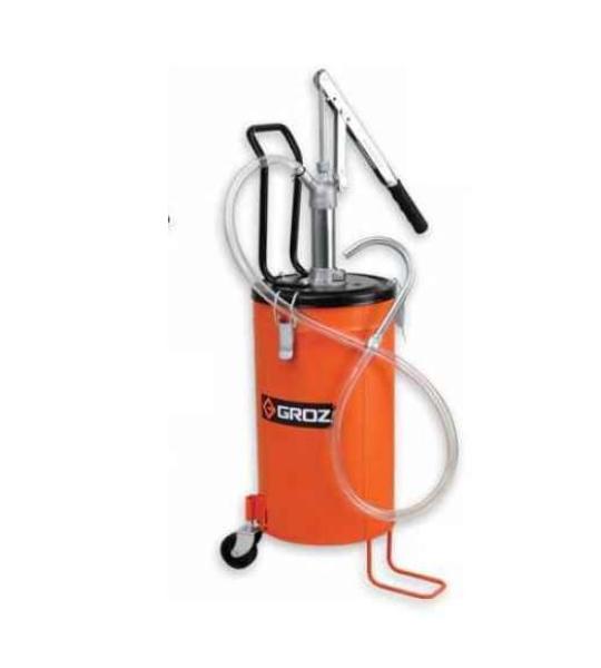 Groz V16W 16L Bucket Oil Pump with Wheels | Portable Manual Oil Transfer Pump
