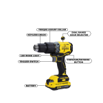 Stanley FATMAX SBD715D2K 20V Brushless Cordless Hammer Drill with 2x2.0Ah Batteries, 13mm Chuck & LED Worklight