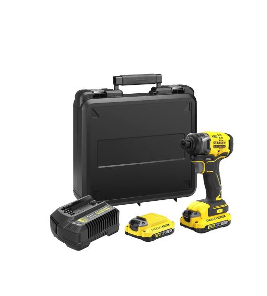 Stanley FATMAX SBI810D2K-B1 20V Brushless Cordless Impact Driver 6.35mm with 2x2.0Ah Batteries & Charger