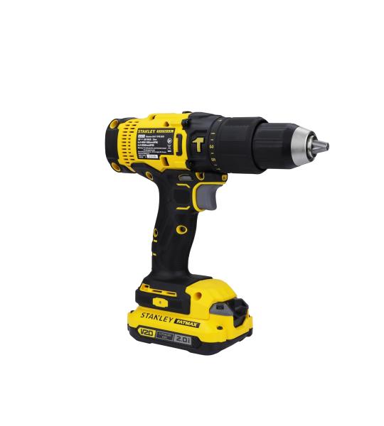 Stanley FATMAX SCD711D2K 20V Cordless Hammer Drill with 2x2.0Ah Batteries, 13mm Chuck, 2-Speed Gearbox & LED Light