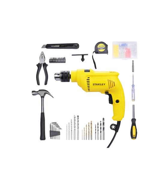 Stanley SDH600KP-IN 600W 13mm Hammer Drill Machine Kit with 120-Piece Tool Set, 2900 RPM
