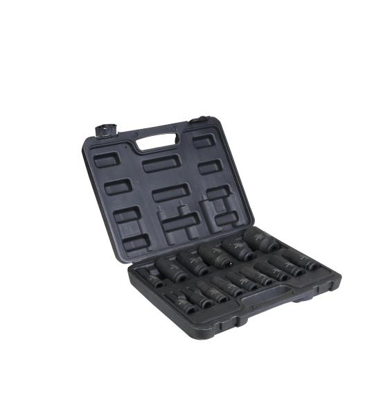 Elephant 1/2 Inch Deep Impact Socket Set 15 Pcs | Thin Wall 6 Point CR-V Long Socket Set