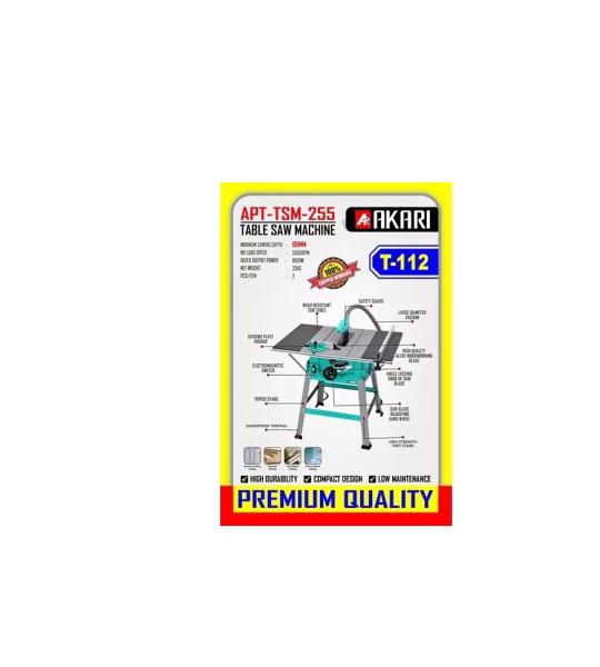 Akari 10 Inch 2500W Table Saw Machine – 255mm, 5300 RPM, 85mm Cutting Depth (APT-TSM-255)