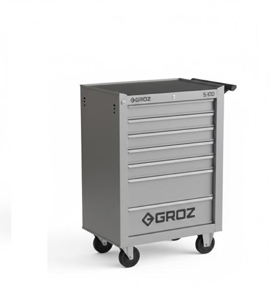 Groz 7 Drawer Rolling Tool Trolley | Heavy Duty Tool Storage Cabinet with Wheels for Workshop & Garage